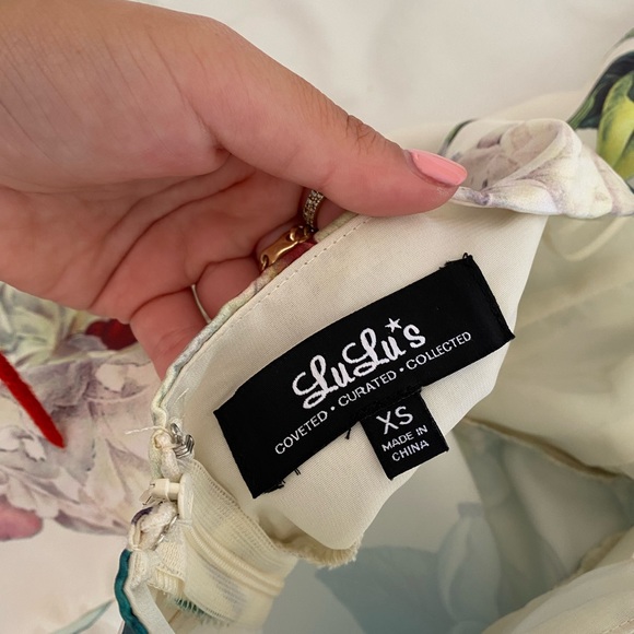 Lulus Hydrangea Haven Cream Floral Print Skater Dress - Picture 8 of 8